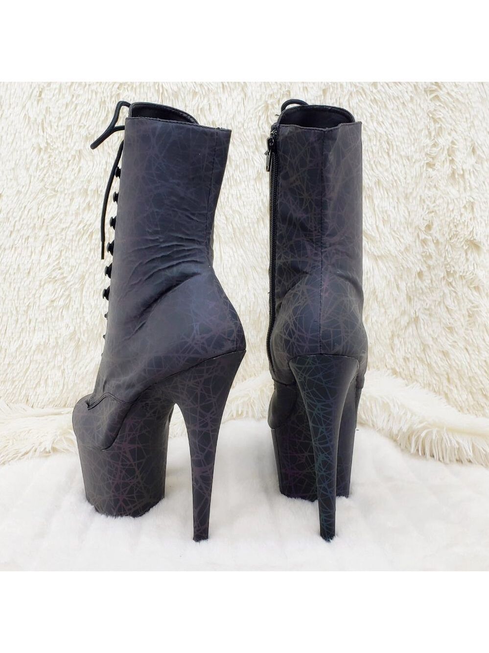 Reflective Geometric Platform High Heel Ankle Boots - Picture 11 of 17